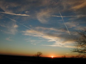 contrail sunset